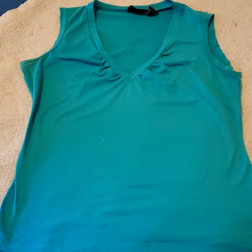 New York & Co stretch teal v neck sleeveless top